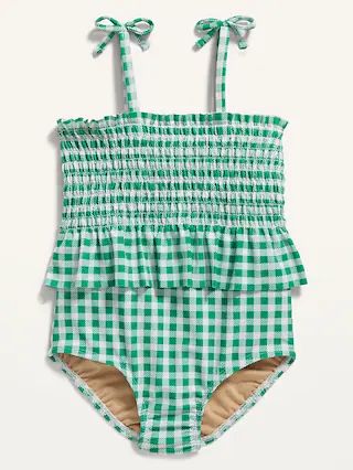 Smocked Peplum Printed Swimsuit for Toddler Girls | Old Navy (US)