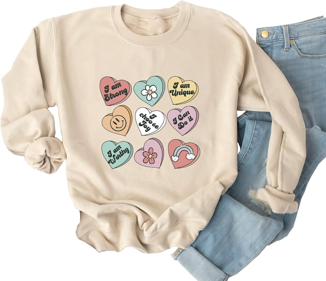 Ykomow Valentines Day Shirts Women Plaid Love Heart Valentines Day Sweatshirts Raglan Tops | Amazon (US)