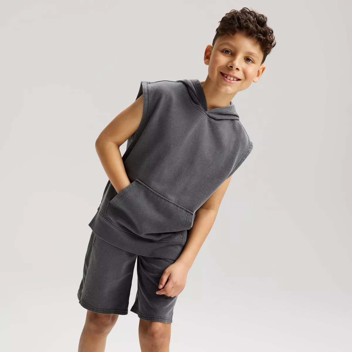 Boys' French Terry 'At the Knee' Shorts - Cat & Jack\u2122 Charcoal Gray S | Target
