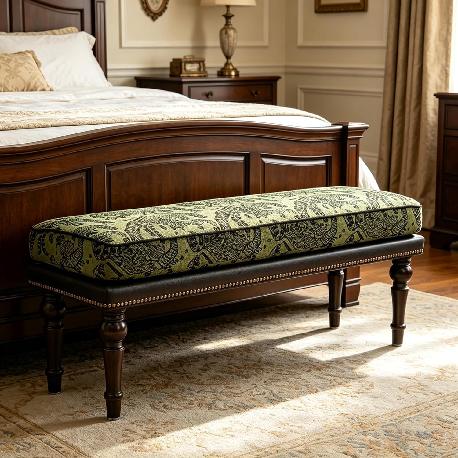 Forteek 47" Upholstered Bed End Bench for Bedroom, Vintage Bed Bench | Amazon (US)