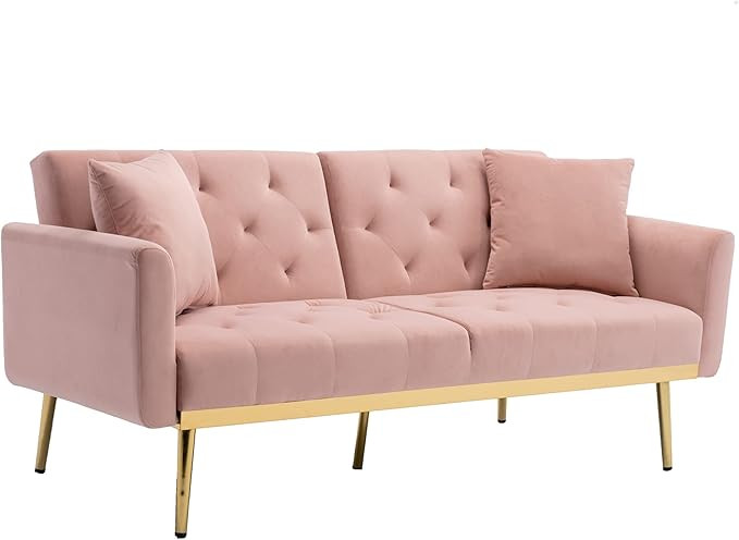 Morden Fort Velvet Futon Sofa Bed for Living Room, 68" Convertible 3 Adjustable Couch Loveseat wi... | Amazon (US)