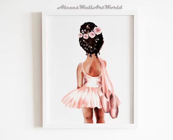 African American Ballerina Art, Ballerina With Rose Print, Little Girl Nursery Decor, Toddler Gir... | Etsy (US)