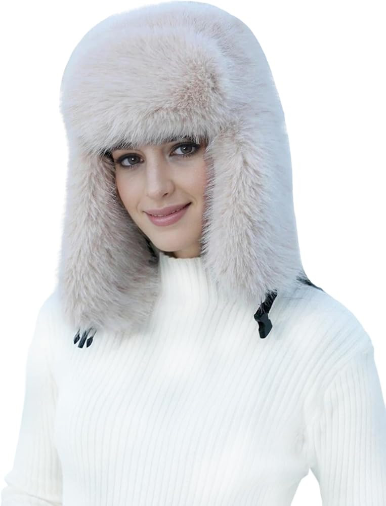 Lina & Lily Women's Winter Trapper Hat Long Pile Faux Fur Fluffy | Amazon (US)