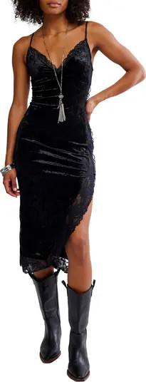 Raise A Toast Velvet & Lace Midi Slipdress | Nordstrom