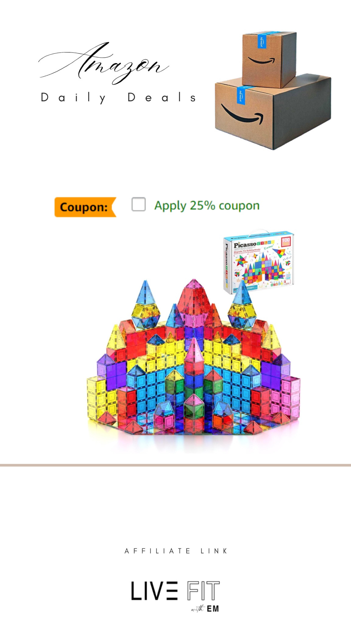 Let your kids’ imaginations run wild with these colorful Picasso Tiles! 🏰🛠️ Perfect for creative play and building fun.

Apply the 25% coupon to grab this set at an amazing price!

#AmazonDeals #PicassoTiles #CreativePlay #KidsToys #BuildingBlocks

#LTKSaleAlert #LTKGiftGuide #LTKFamily