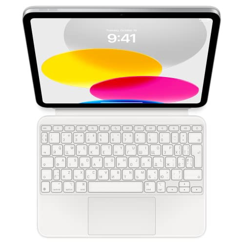 Apple Magic Keyboard Folio: iPad Keyboard and case for iPad (10th Generation), Detachable Two-Piece Design That attaches magnetically, Built-in trackpad, Ukrainian – White | Amazon (US)