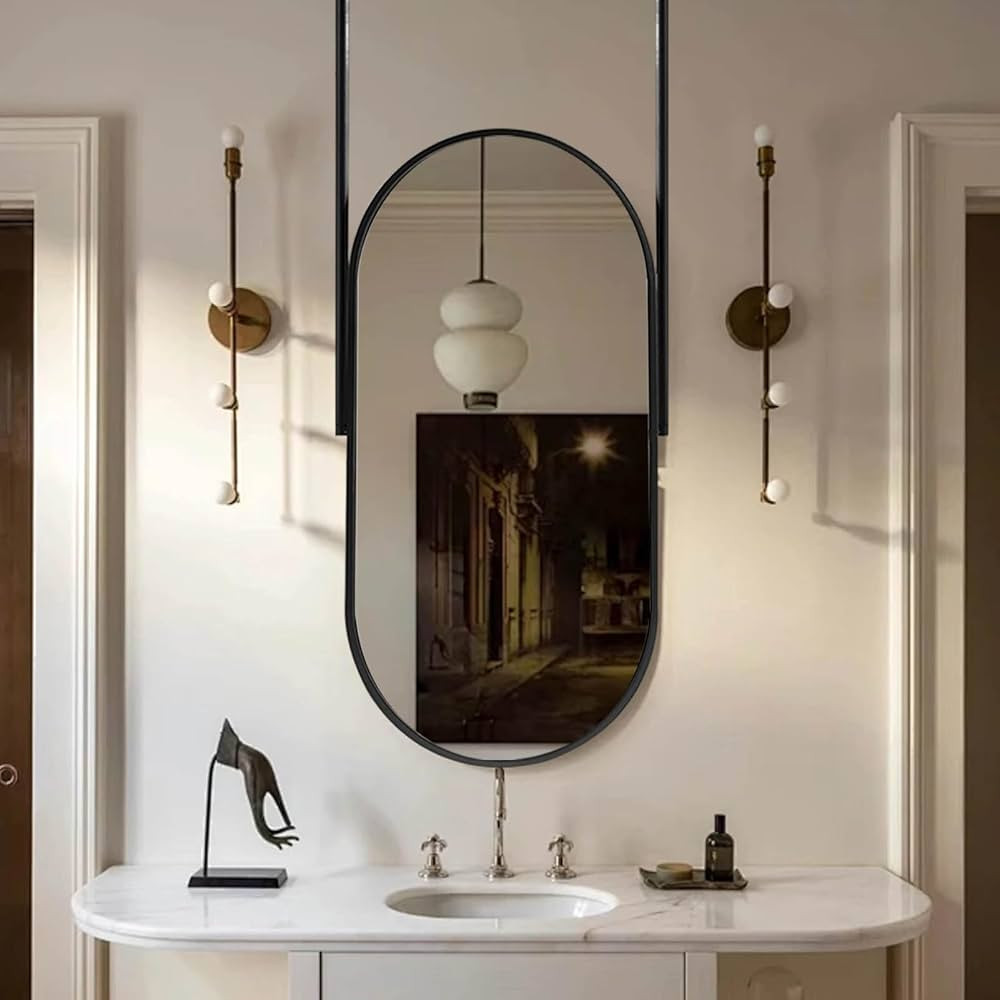 Black Ceiling Wall Mounted Mirror, Vanity Makeup Mirror, Living Room Bedroom Bathroom Decorative ... | Amazon (US)