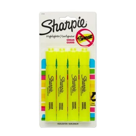 Sharpie Tank Highlighters, Chisel Tip, Fluorescent Yellow, 4 Count | Walmart Online Grocery