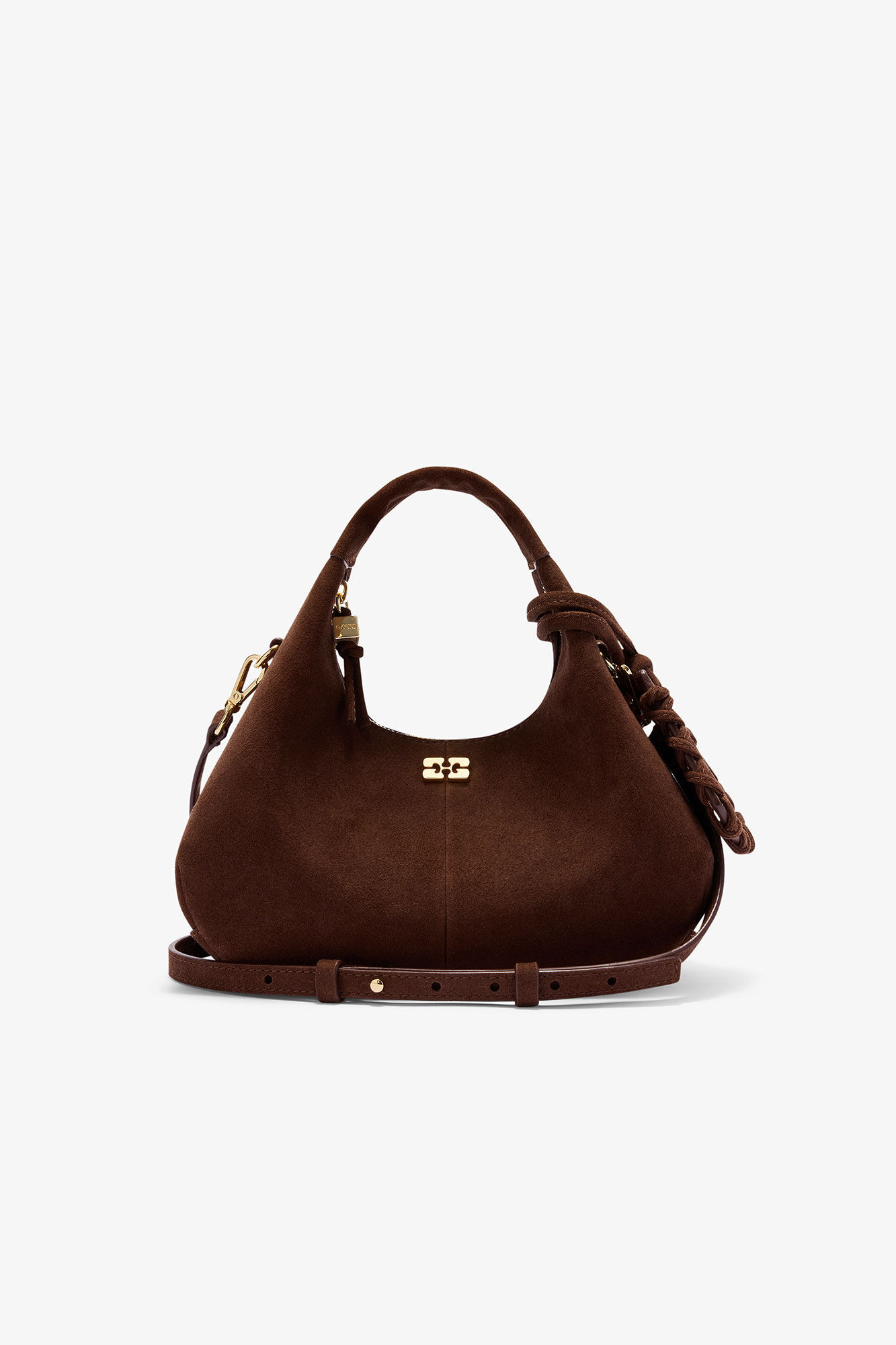 Brown Suede Mini Hobo Bag | Ganni