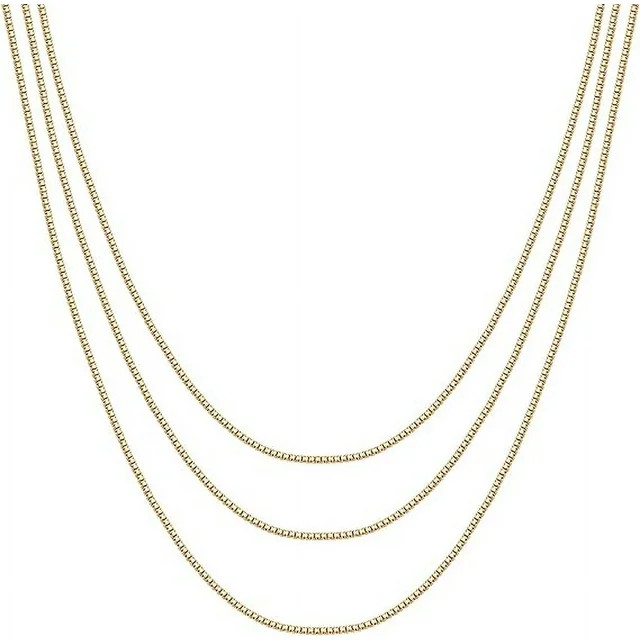 PAVOI Womens 14K Gold Plated Yellow Gold Triple Chain Necklace | Walmart (US)