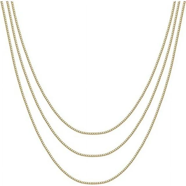 PAVOI Womens 14K Gold Plated Yellow Gold Triple Chain Necklace | Walmart (US)