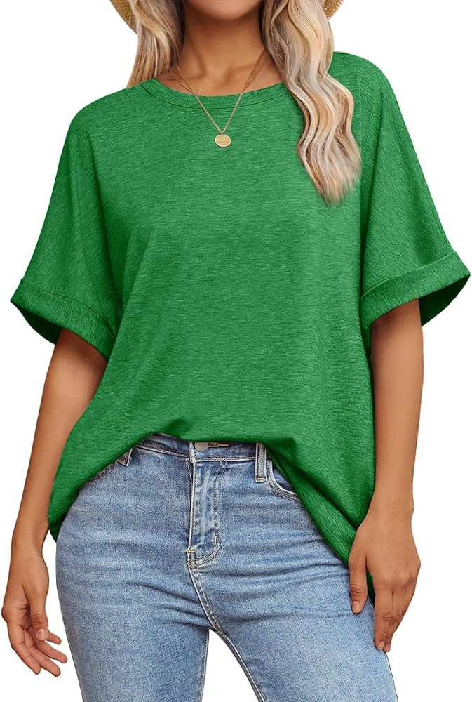 ATHMILE Womens Oversized T Shirts Summer Tops Spring Casual Loose Fit Workout Short Sleeve 2025 B... | Amazon (US)