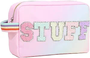 DYSHAYEN Nylon Cosmetic Bag Preppy Makeup Stuff Bag for Women Travel Toiletry Organizer with Glit... | Amazon (US)