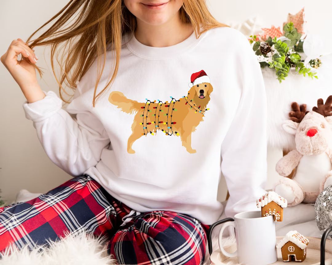 Golden Retriever Sweatshirt Christmas Dog Sweatshirt Happy - Etsy | Etsy (US)