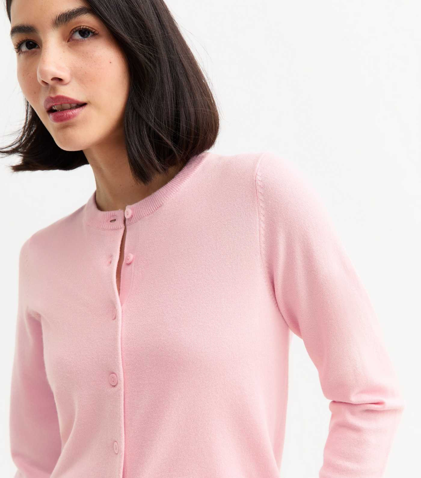 Pink Crew Neck Button Up Cardigan
						
						Add to Saved Items
						Remove from Saved Items | New Look (UK)