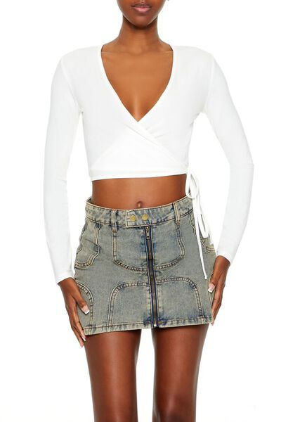 Ribbed Knit Wrap Crop Top | Forever 21