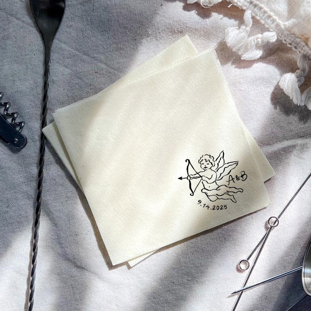 Custom Cupid Cocktail Napkin Wedding Party Bachelorette Birthday Personalized Baby Shower Bridal ... | Etsy (US)