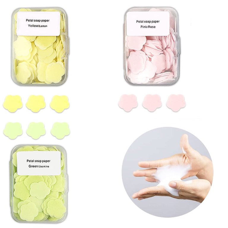 Triani 3Pcs Petal Paper Soap Sheets for Hand Washing Disposable Soluble Soap Mini Fresh Portable ... | Walmart (US)