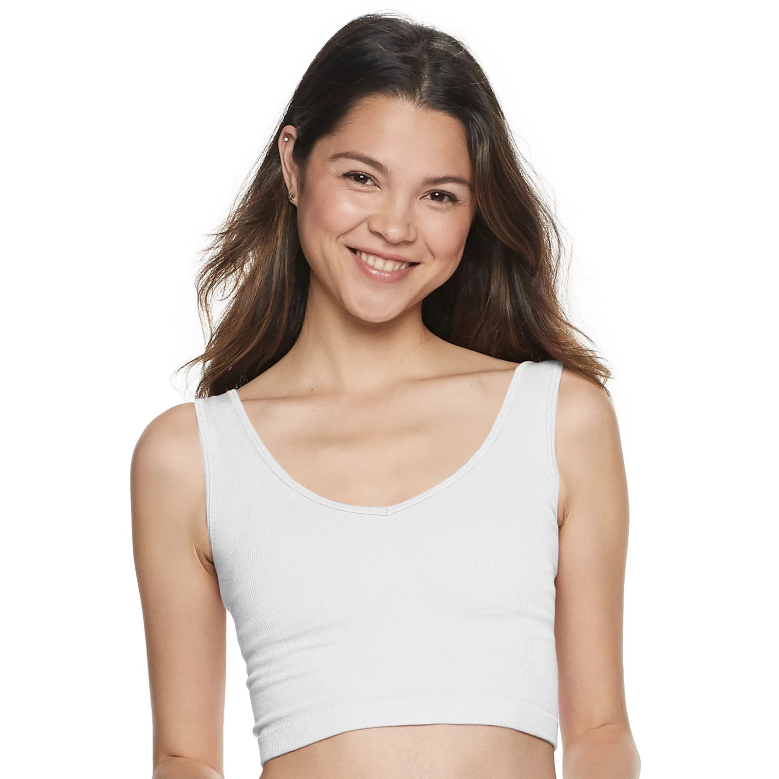 Juniors' SO Seamless V-Neck Crop Fitted Tank Top, Girl's, Size: Small, White | Kohl's