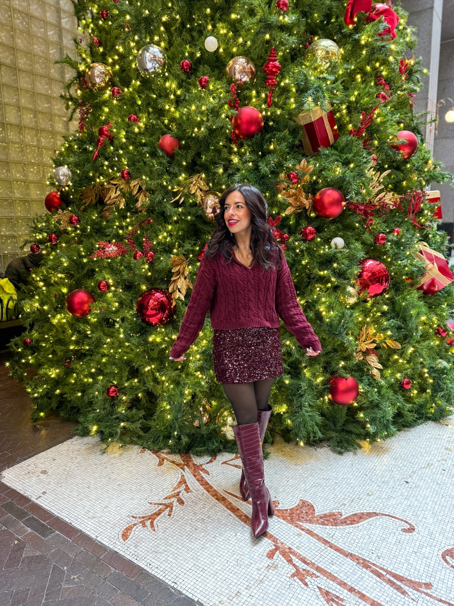 Monochromatic outfit idea. Sequin skirt is perfect for date night or Valentine’s Day! Petite friendly. Fleece tights in medium from Noosh! 

#LTKFindsUnder100 #LTKSeasonal #LTKPetite