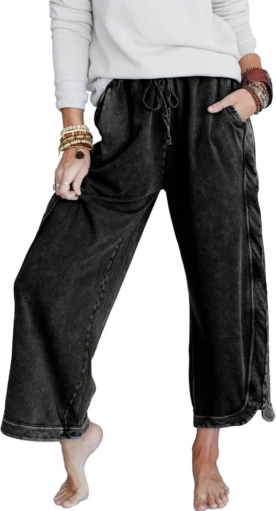 Gnveub Women's Yoga Pants Lightweight Wide Leg Sweatpants High Waisted Drawstring Loose Lounge Pa... | Amazon (US)