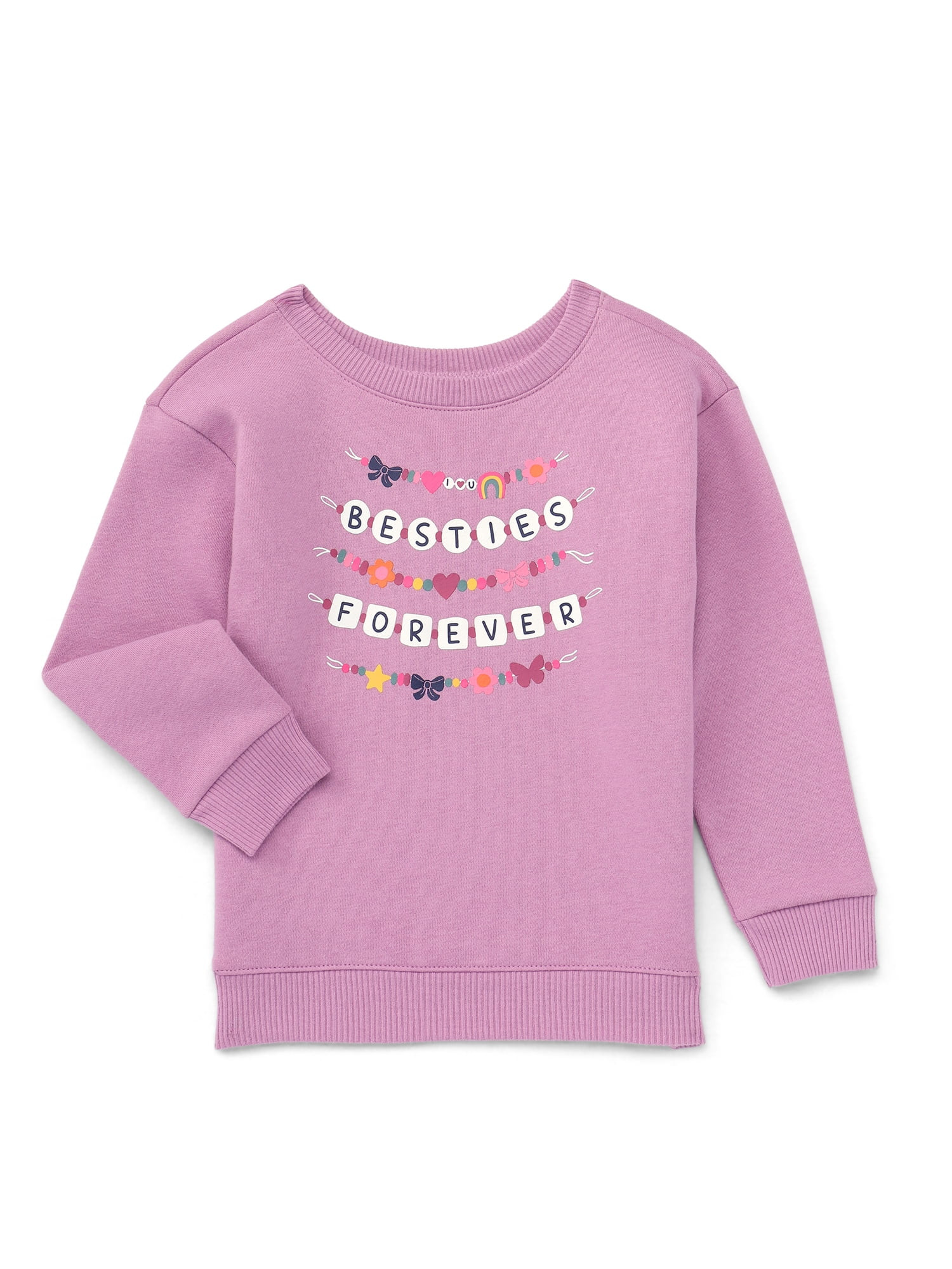 Garanimals Toddler Girl Graphic Fleece Sweatshirt with Long Sleeves, Sizes 2T-5T - Walmart.com | Walmart (US)