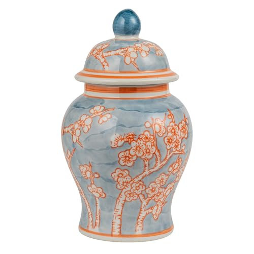 Creative Co-Op Decorative Ceramic Ginger Jar with Domed Lid, Light Blue | Amazon (US)
