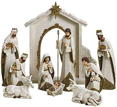 Roman Ivory and Gold Christmas Nativity 10 Piece Set Holiday Decoration New 31379 | Amazon (US)