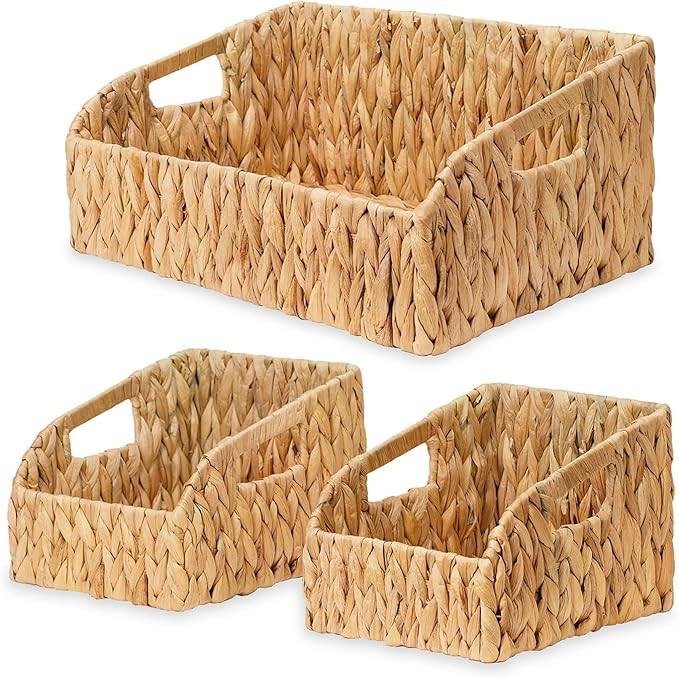 Pantry Organizers and Storage Baskets for Organizing with Handles, Large Wicker Storage Baskets f... | Amazon (US)