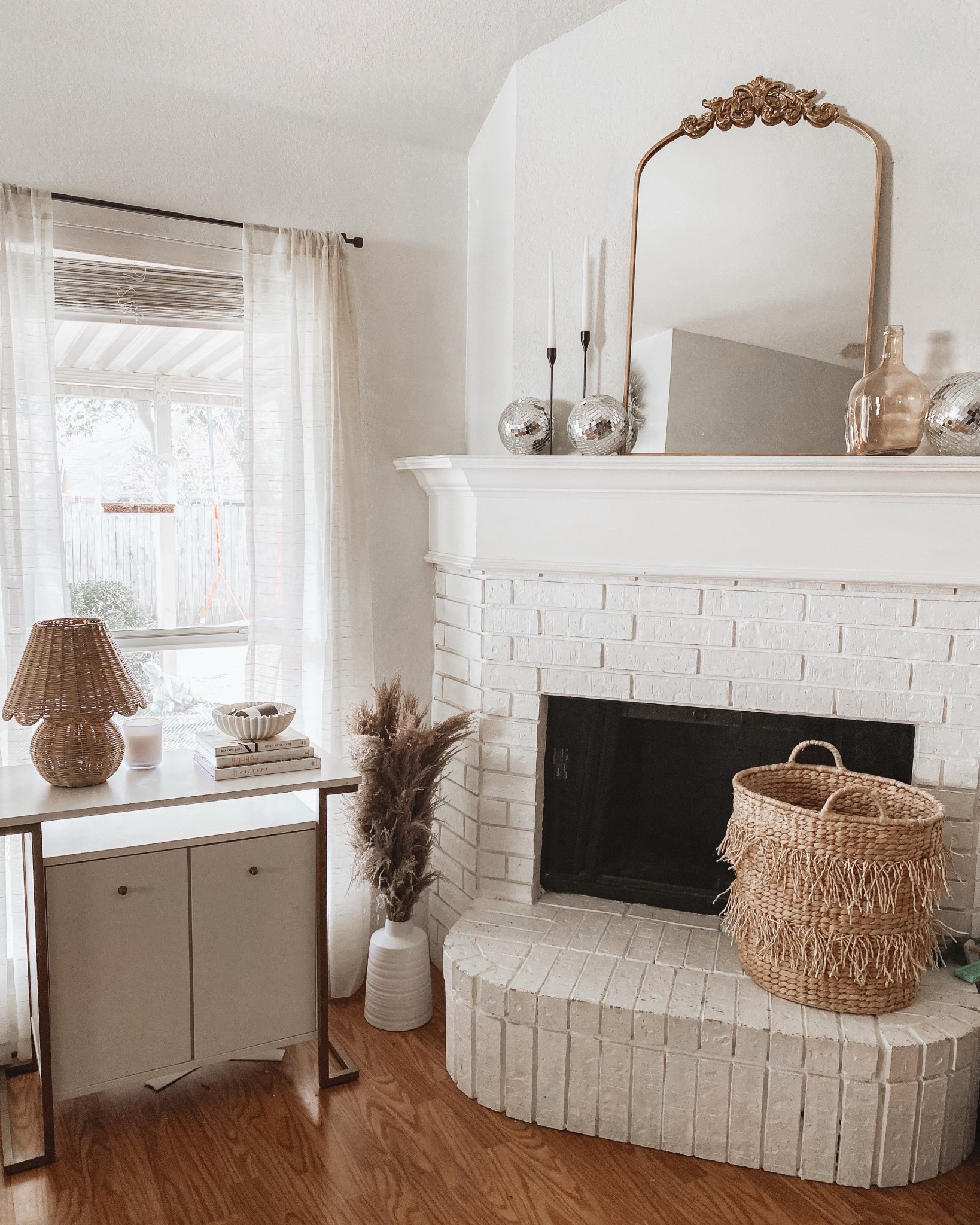 New cozy living room corner 
Home decor living room, décor pampas decor, curtains, Lowe’s home finds, Amazon home finds 

#LTKFindsUnder100 #LTKFamily #LTKHome