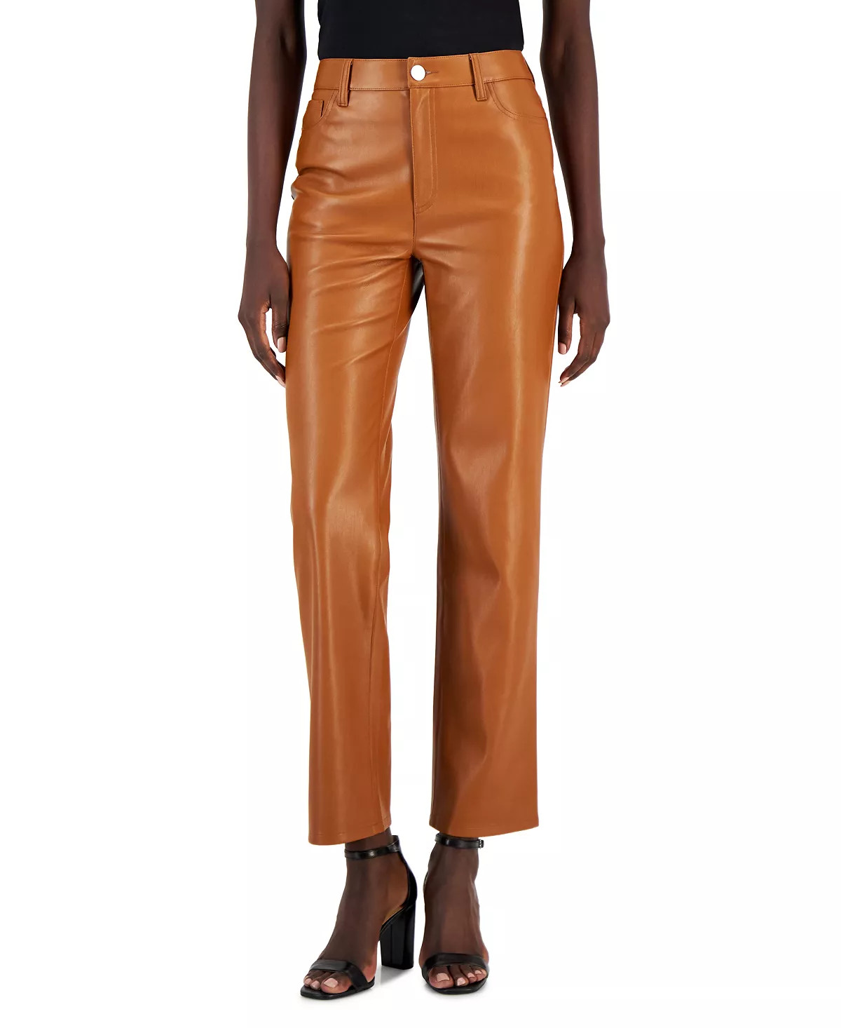 Women's Faux-Leather Straight-Leg Pants, Created for Macy's | Macys (US)