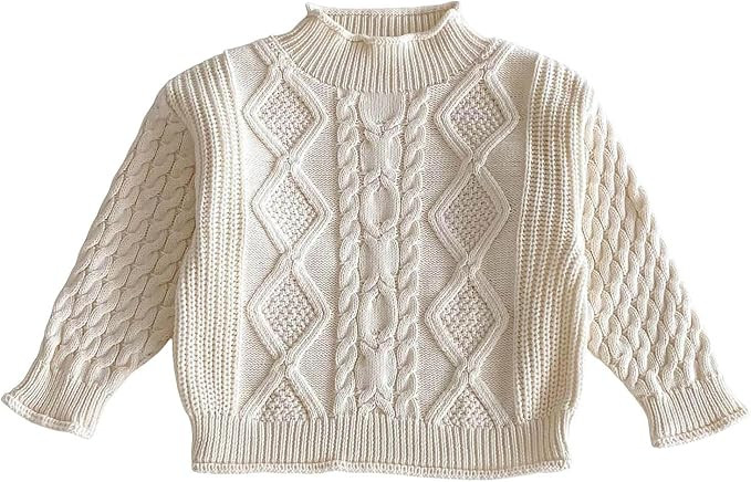 Toddler Baby Sweaters Boys Girls Unisex Mock Neck Solid Color Knit Sweater Pullover Warm Tops Fal... | Amazon (US)