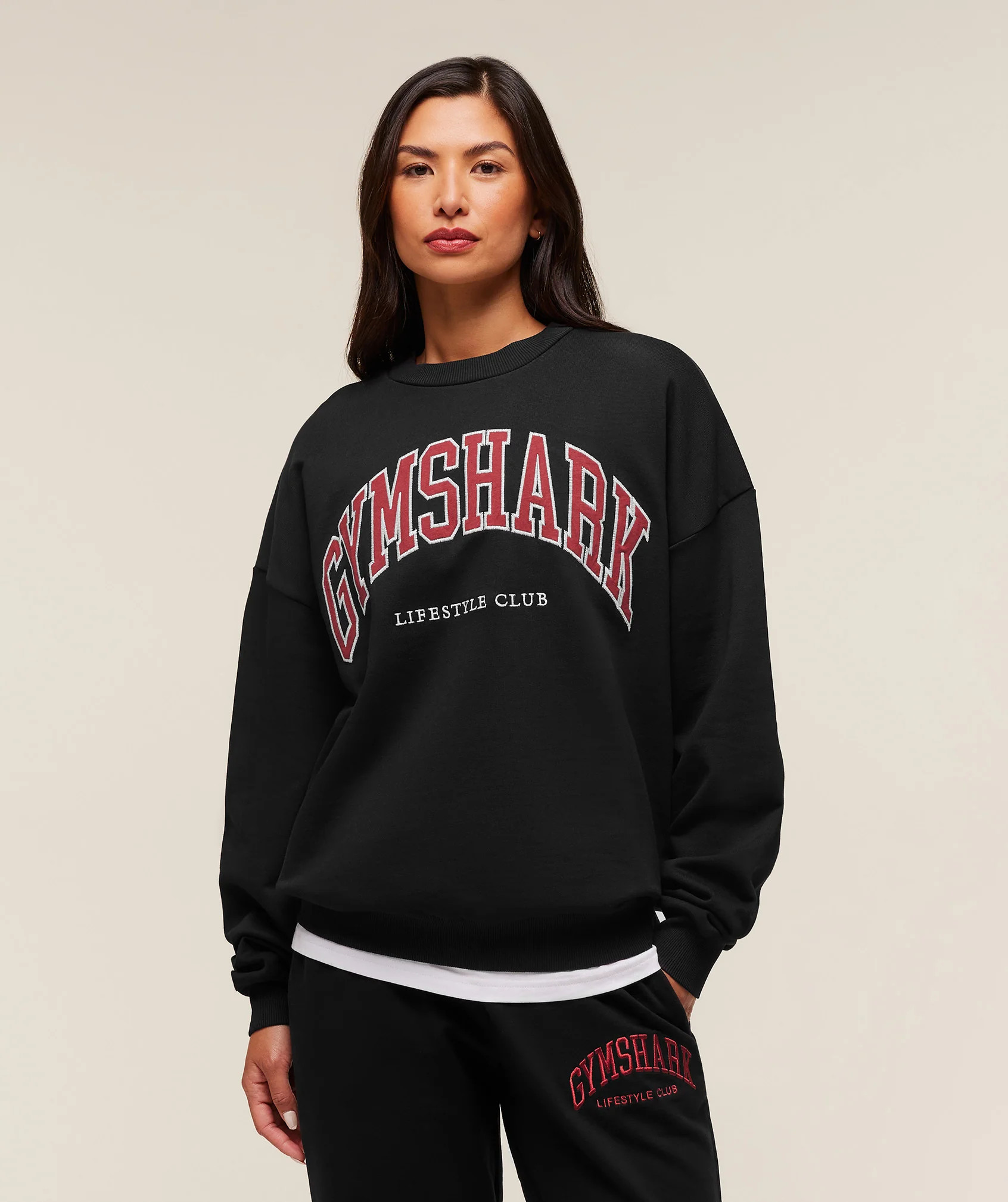 Gymshark Collegiate Graphic Crew Neck Pullover - Black | Gymshark US