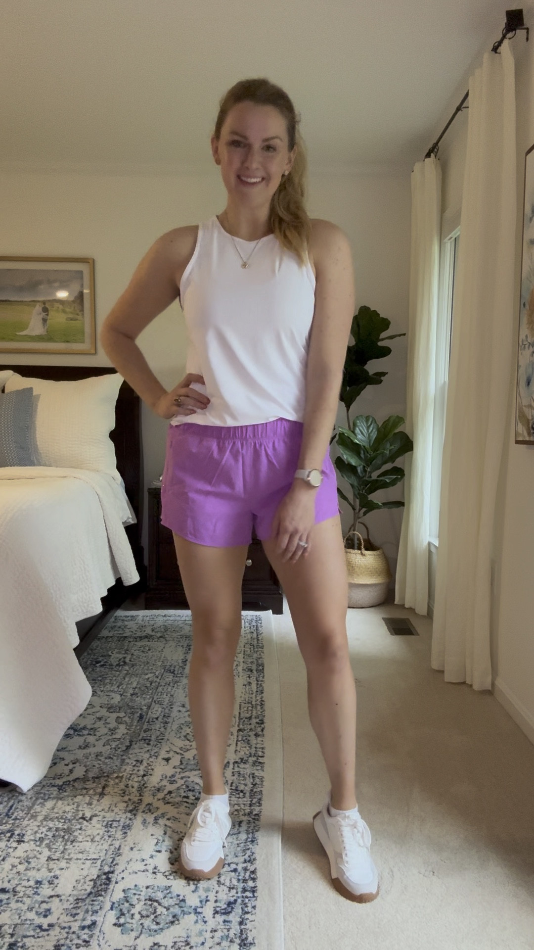 Running shorts and tank - both fit true to size.

Shorts are mid rise with lining, elastic waistband and zipper pocket.

Athleisure, activewear, tennis outfit, pickleball look, summer weekend casual outfit idea 

#LTKFindsUnder50 #LTKSeasonal #LTKActive