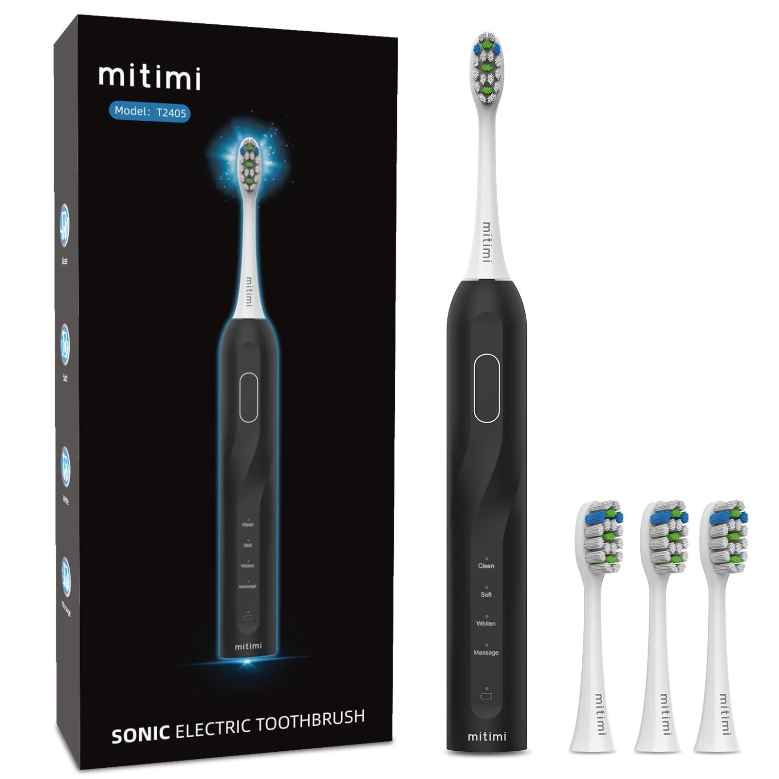 Mitimi T2405 Sonic Electric Toothbrush, 4 Brushing Modes, Smart Timer & IPX7 Waterproof, for Adul... | Walmart (US)