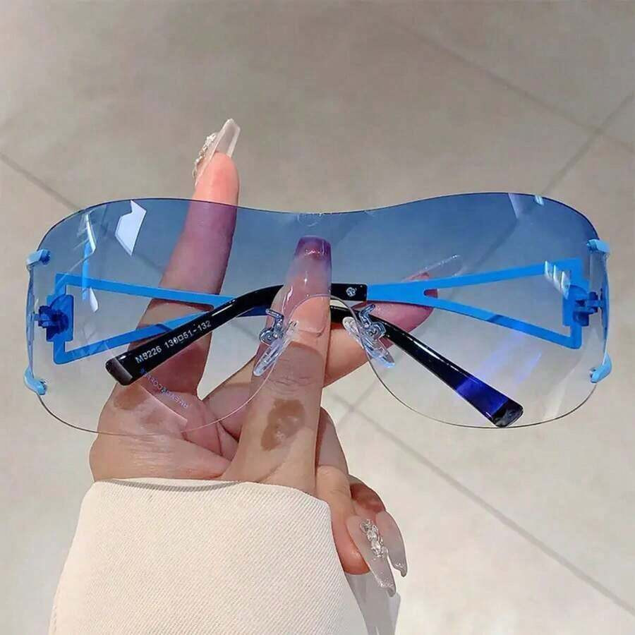 LocalWomen's Frameless Cut Edge Fashion Glasses - Integrated Protective Lenses, Invisible Design ... | SHEIN
