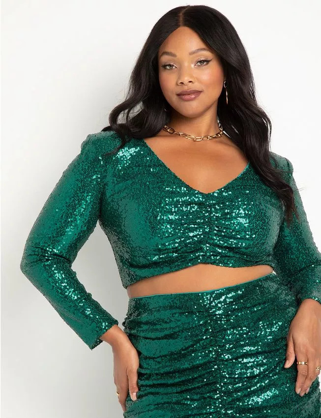 Cropped Sequin Top | Eloquii
