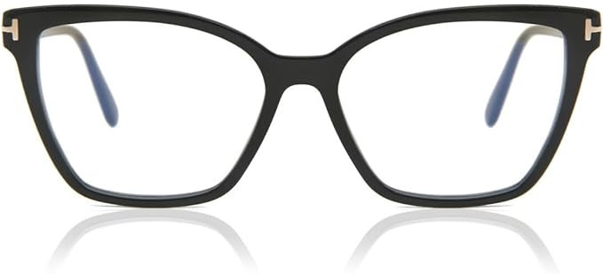 Eyeglasses Tom Ford FT 5812 -B 001 Shiny Black,"t" Logo/Blue Block Lenses | Amazon (US)