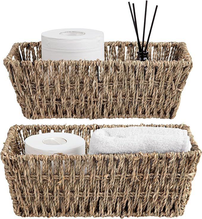 Uziass Toilet Paper Basket with Handle, Wicker Storage Baskets, Hyacinth Storage Basket, Woven St... | Amazon (US)