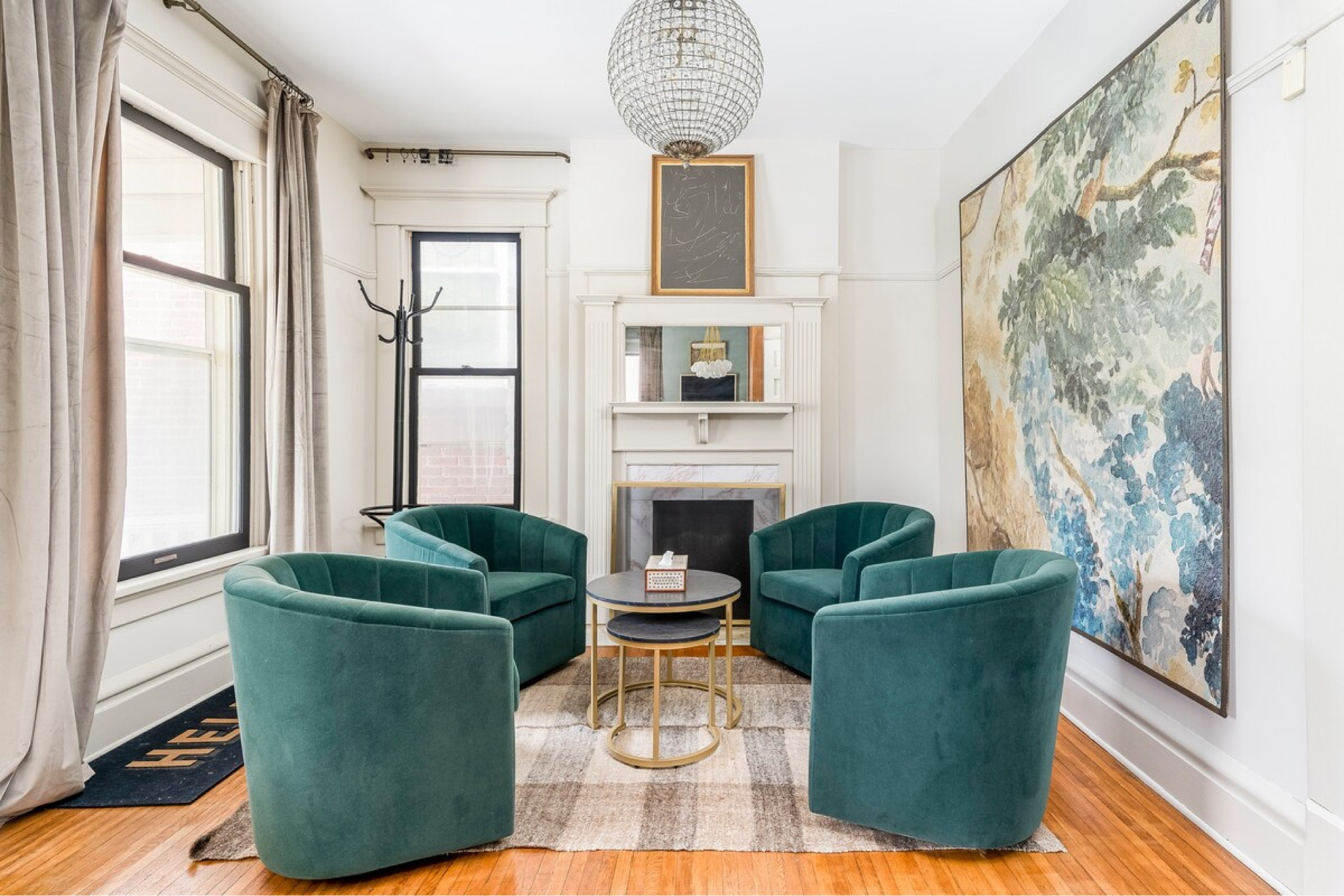 Jewel toned furniture, coffee room, tea room, entry room decor, wall mural, amazing lobby rooms, stunning chandeliers 

 #LTKHome