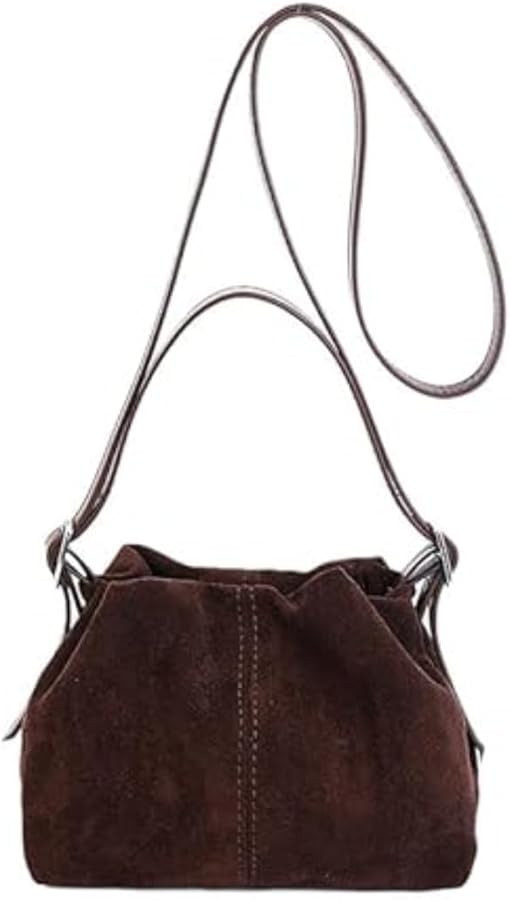 Women Vintage Suede Handbags Tote Handbag Drawstring Bucket Bag Slouchy Crossbody Shoulder Bag Sa... | Amazon (US)