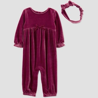Baby Girls' Velvet Jumpsuit - Just One You® made by carter's Burgandy | Target