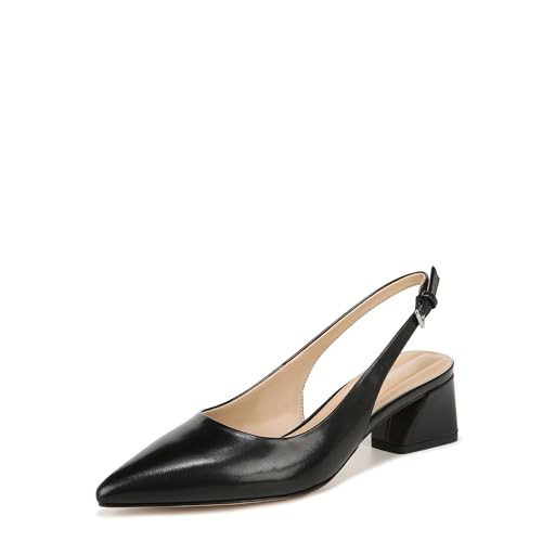 Franco Sarto Womens Racer Slingback Low Block Heel Pointed Toe Pump, Black, 8.5 Wide | Amazon (US)