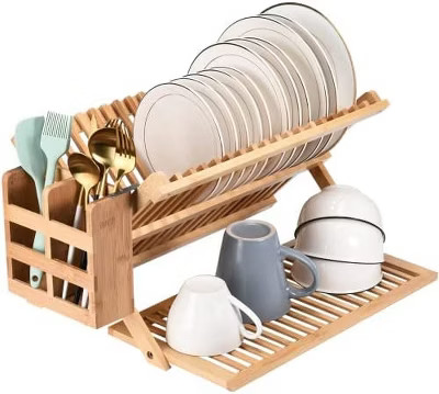 2LB Depot Bamboo Large Foldable Dish Drying Rack - Brown | Target