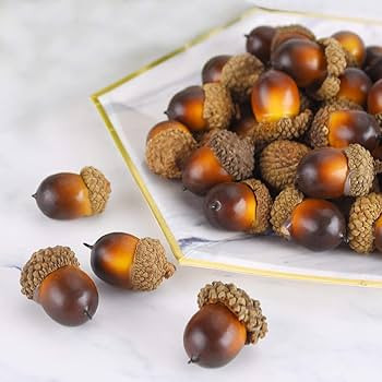 50 Pieces Small Artificial Acorns Mini Crafting Acorns Decorative Fall Acorns Fake Fruit Props Ph... | Amazon (US)