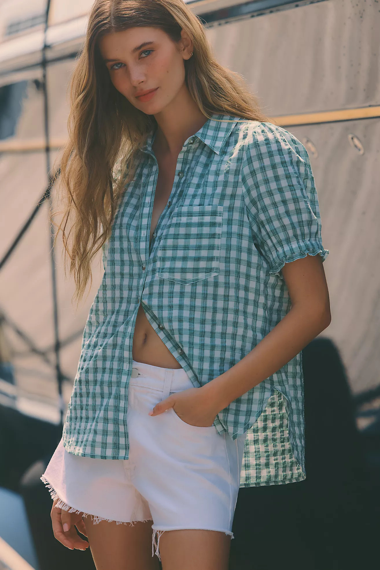 Pilcro Aly Puff-Sleeve Blouse | Anthropologie (US)