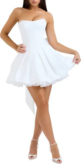 HOUSE OF CB Noele Bow Strapless Satin Minidress | Nordstrom | Nordstrom