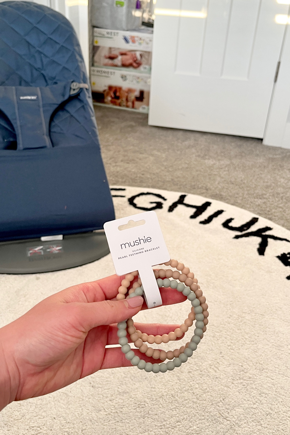 Mushie silicone teether bracelet 🤍

#LTKbump #LTKfamily #LTKbaby