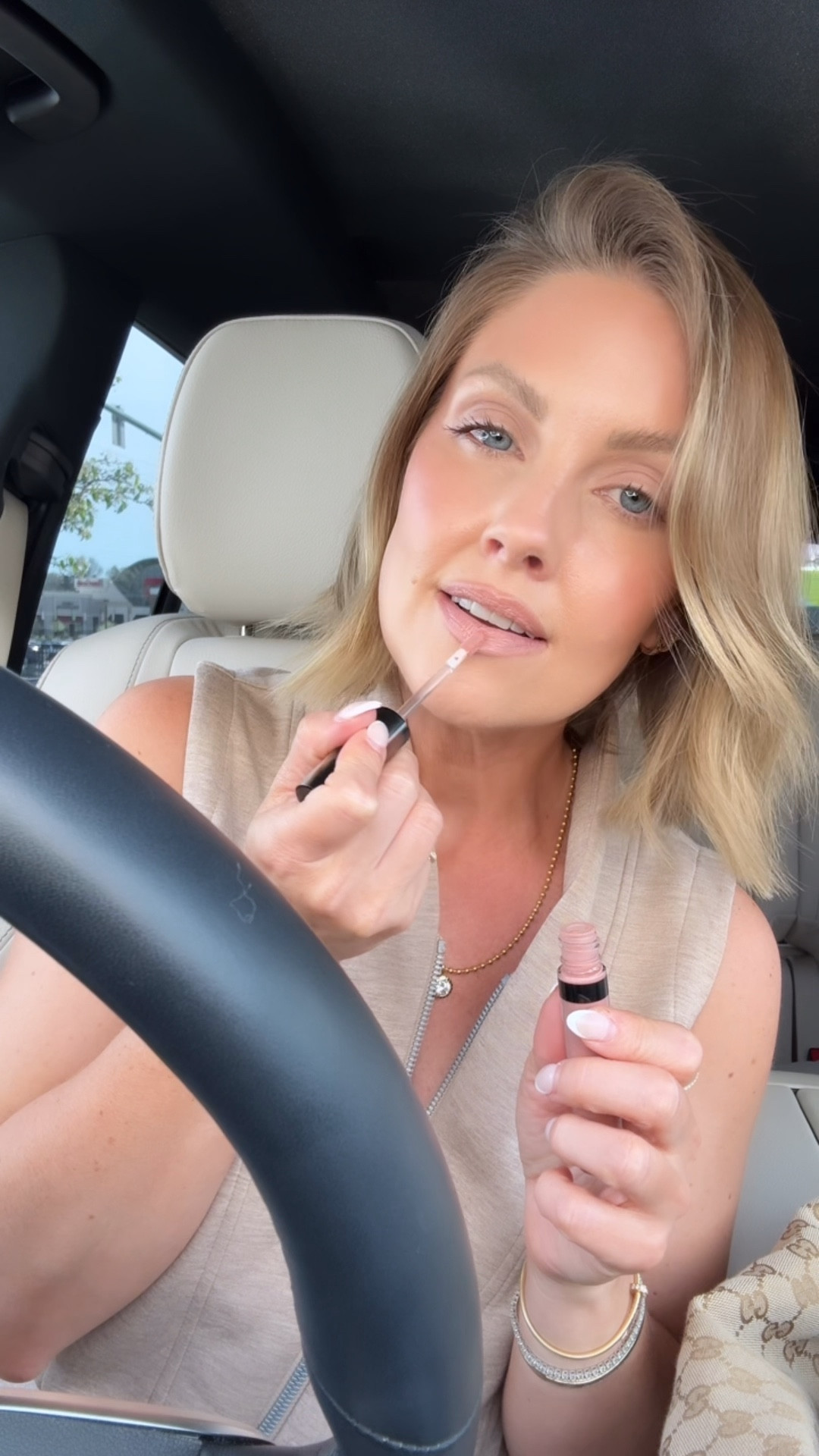 Gloss shade Bikini, liner Medium, lipstick Haze - Spanx jumpsuit XS Short (ALMOSTREADYXSPANX for new customers!) 

#LTKBeauty #LTKOver40 #LTKPetite