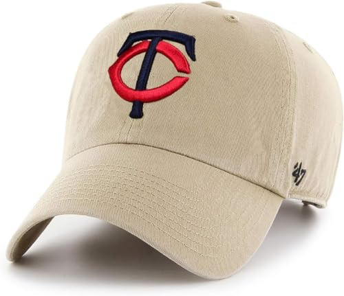 47 MLB Khaki Primary Logo Clean Up Adjustable Strap Baseball Dad Hat Cap, Adult One Size Fits All (US, Alpha, One Size, Minnesota Twins) | Amazon (US)